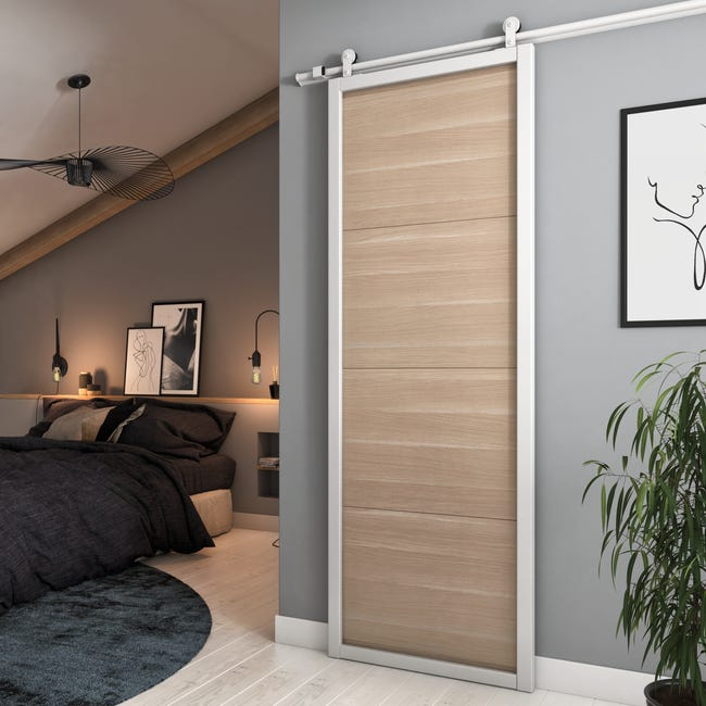 Porte Coulissante Scandi bois chêne blan