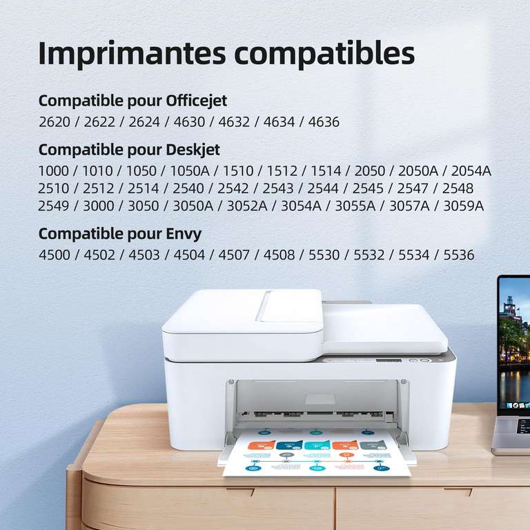 Cartouches HP DeskJet 2540 - Compatible avec HP 301 XL Noir + Couleur