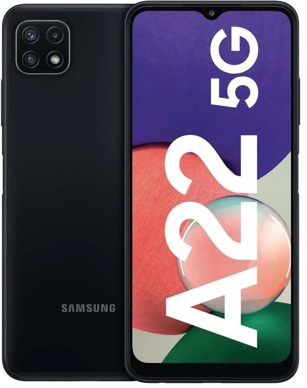 Smartphone 6.6" Samsung Galaxy A22 5G (full HD+ 90 Hz, Dimensity 700, 4 Go de RAM, 128 Go) + 24 mois de forfait RED by SFR (100 Go de DATA)
