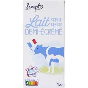 Brique de lait demi-écrémé Simpl - 1L (via 0.24€ sur la carte fidélité) - Sélection de magasins