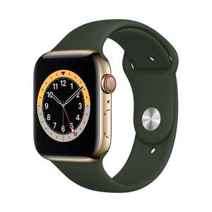 Montre connectée Apple Watch Series 6 Acier 4G - 44 mm, or, bracelet Sport vert (frontaliers Suisse)