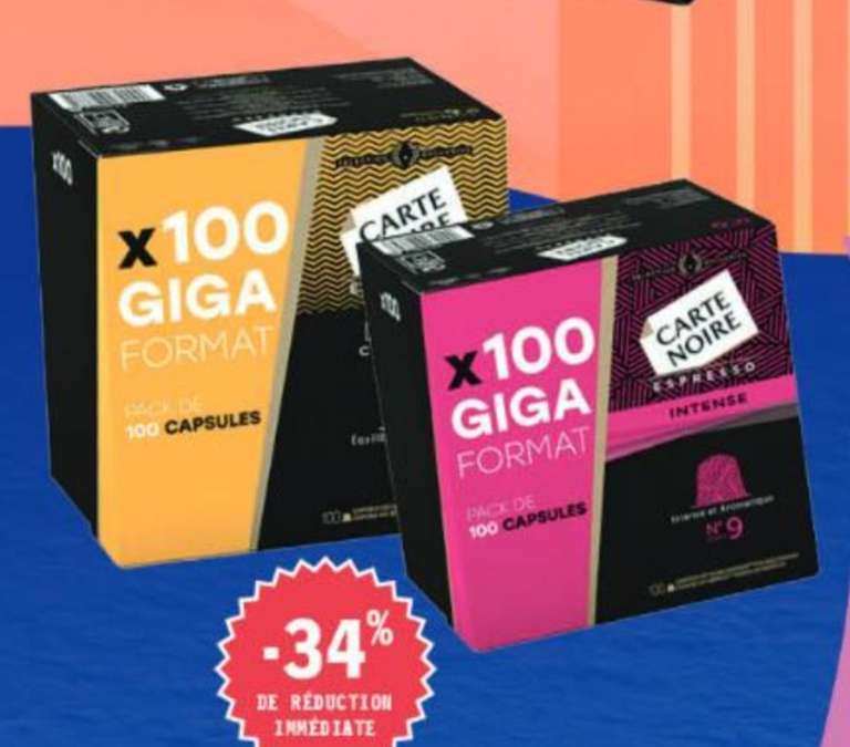 Boîte de 100 capsules de café Carte Noire compatible Nespresso Lungo classic ou Espresso intense - Cernay (68)
