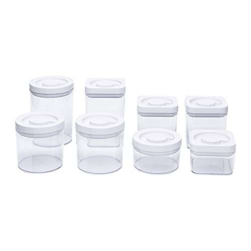 Lot 8 pièces de boîtes Alimentaires carrées et rondes hermétiques Amazon Basics - Plastique sans BPA