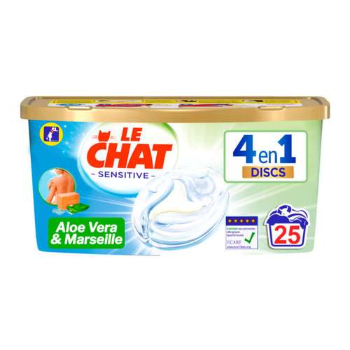 Boite de 25 capsules lessive liquide Le Chat Discs Sensitive (via 3.71€ sur la carte + Coupon Network + BelleAdresse + Quoty) - Chadrac (43)