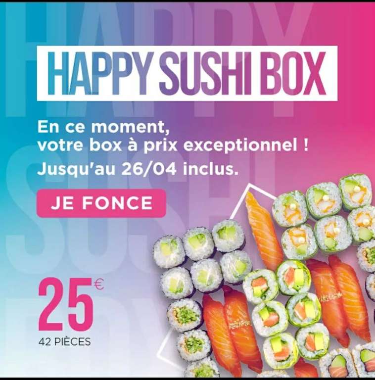 [Les mercredis] Plateau de 42 pièces Happy Sushi Box à emporter