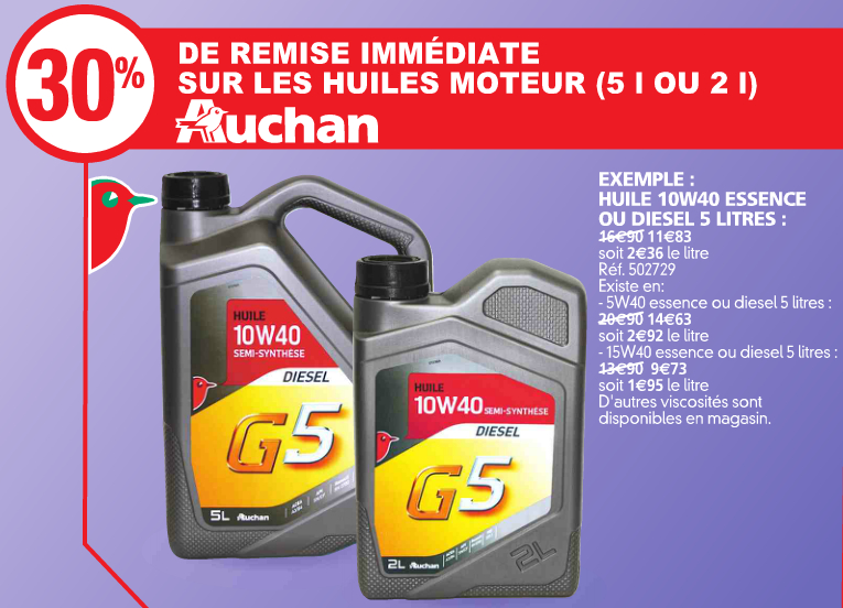 Huile moteur diesel 5w30 auchan