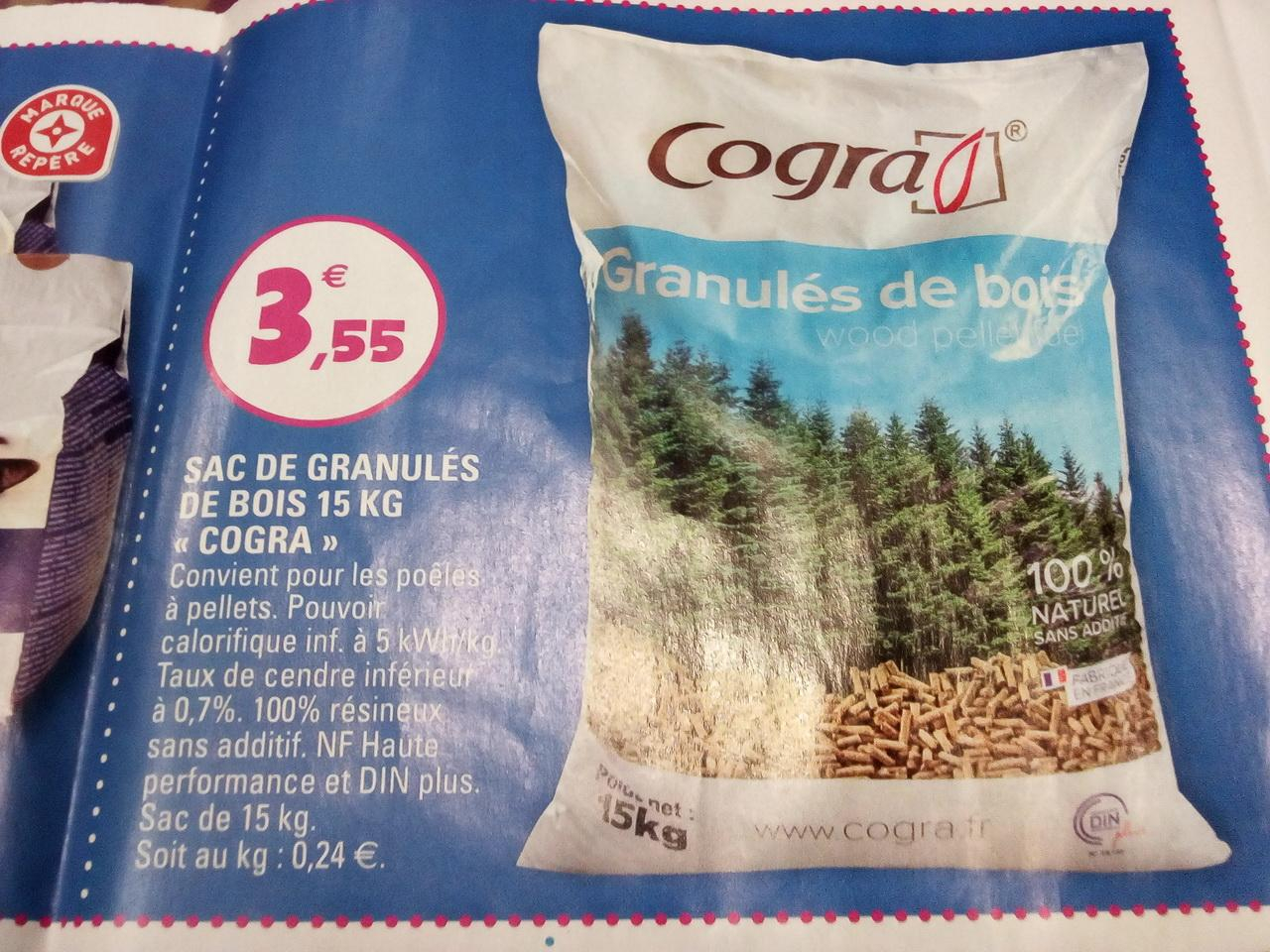 Sac De Granulés De Bois Cogra 100 Resineux Din 15kg