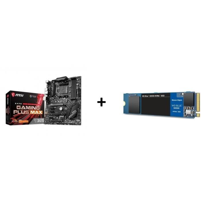 Pack : Carte Mère MSI X470 Gaming Plus Max + Disque SSD Interne M.2 Western Digital - SN550 - 500Go